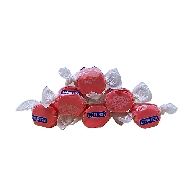 Sugar Free Strawberry Salt Water Taffy - 1lb (16oz) Bulk Bag Individually Wrapped Soft, Chewy, Nut Free, Gluten Free, Diabetic & Keto Friendly Gourmet Candy For Taffy Lovers