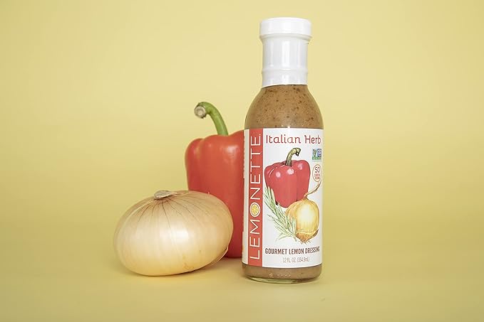 LEMONETTE Sugar Free, Low Cal, Low Fat Salad Dressing: Creamy Italian Herb 1 Gourmet 12oz bottle- Keto, Sugar Free,Gluten Free, Vinegar Free, Soy Free, Dairy Free, Canola Free, Vegan Certified
