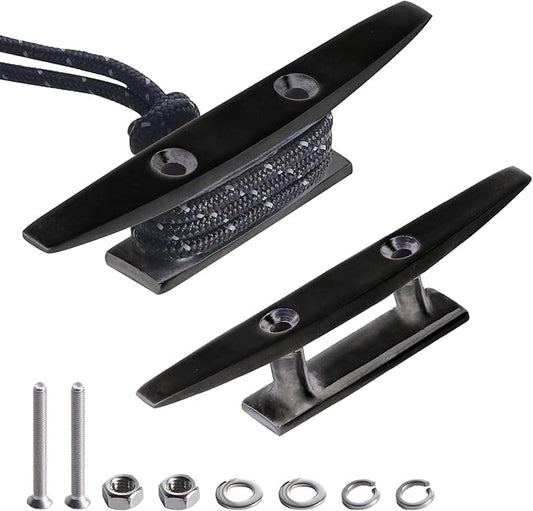 Boat Dock Cleat, 316 Marine Grade Stainless Steel Open Base Cleats with Hardware, Heavy Duty Mooring Accessories for Yacht Kayak Jetski (2-Pack)