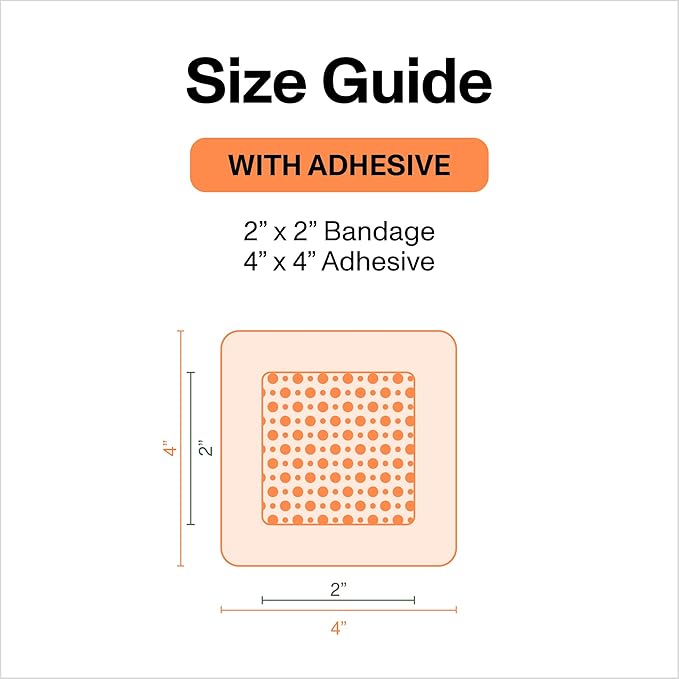 Bioelectric Bandage Kit for Wound Care & Fast Healing – 3-Layers w/Bioelectric Pad, Absorbent Pad, Adhesive + Wound Hydrogel – for Cuts, Abrasions, Blisters, Burns – 4-Pack, 4” x 4”