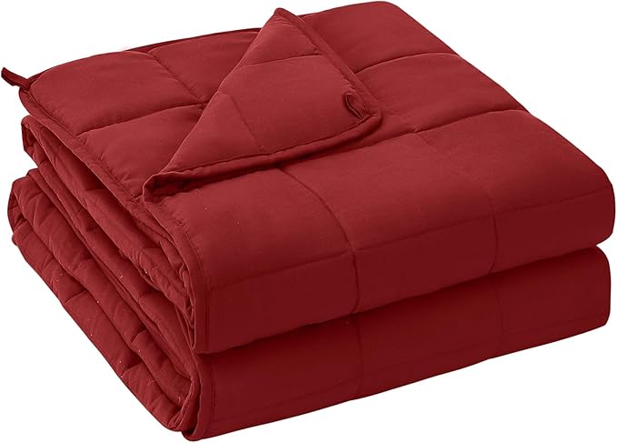 yescool Weighted Blanket for Adults (20 lbs, 48" x 72", Red) Cooling Heavy Blanket for Sleeping Perfect for 110-130 lbs, Twin Size Breathable Blanket with Premium Glass Bead, Machine Washable