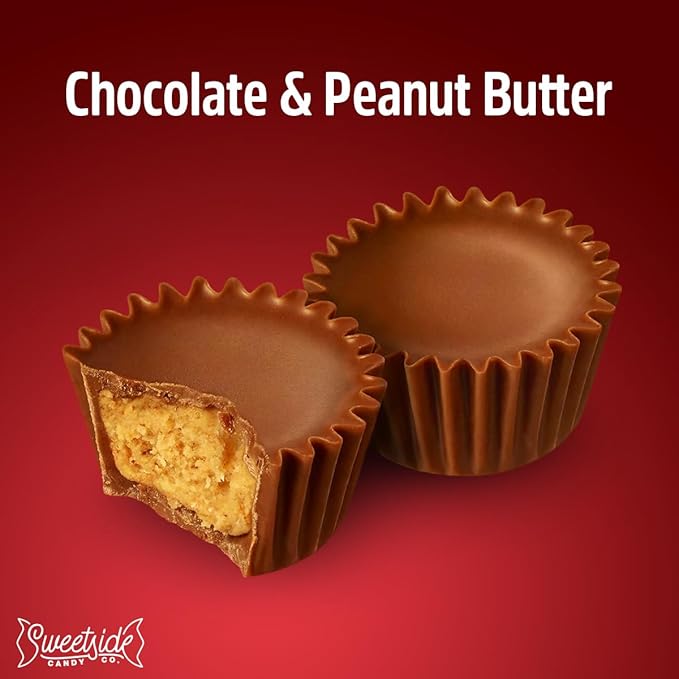 Zero Sugar Peanut Butter Cups - Miniatures Peanut Bite-Size Treat Candies Encased in a Crunchy Milk Rich Chocolate Shell for a Melt in Your Mouth Snacking, 2lb Bulk Candy Individually Wrapped Bag