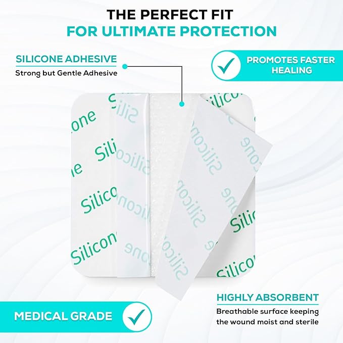MedVance TM Silicone - Silicone Adhesive Foam Absorbent Dressing, 3"x3", Box of 5 dressings