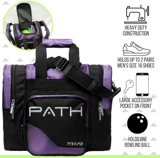 Pyramid Path Pro Deluxe Single Bowling Ball Tote - Holds One Ball, One Pair Shoes Up to Mens 15