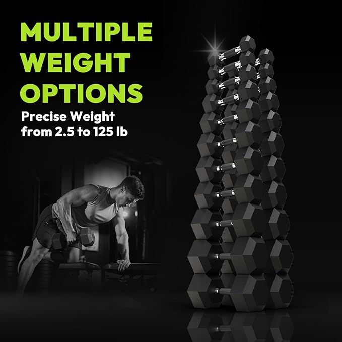 Hex Dumbbell Set 2.5-400 lb, Rubber Encased Exercise & Fitness Dumbbells, Weights Dumbbells Set of 2, Hand Weight for Strength Training