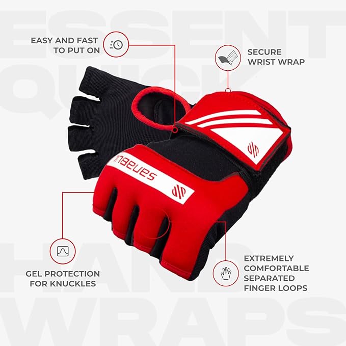 Sanabul Gel Boxing Hand Wraps for Men & Women Muay Thai MMA Kickboxing Quick Wraps Boxing Inner Gloves Wrist Knuckle Protection