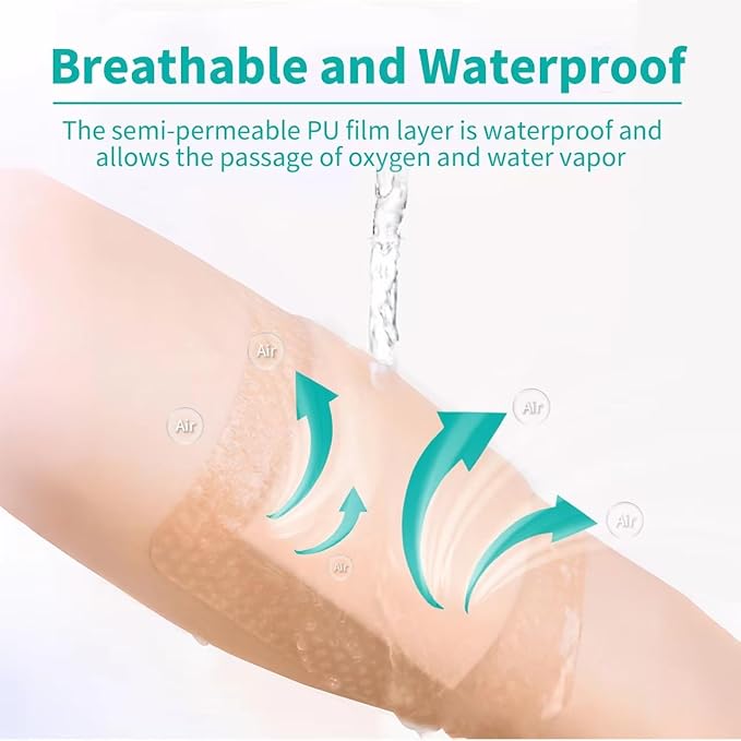 Silicone Foam Dressing with Border Adhesive - Large Absorbent Waterproof Bandage for Wound Care, Foot Diabetic Ulcer, Leg Ulcer, 6" x 6", 5 Pack