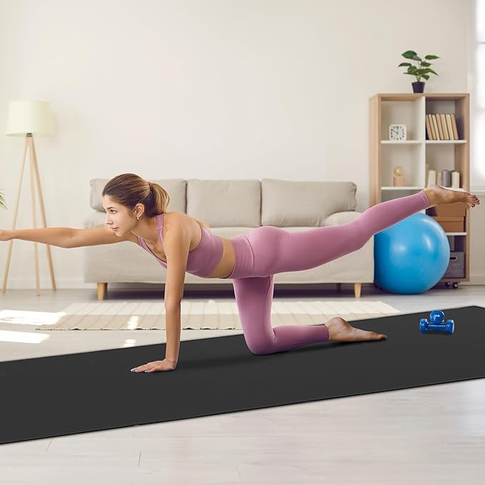 VEVOR Large Exercise Mat, Non Slip High Density Premium Yoga Mat, Exercise Yoga Mat for Men Women, Fitness & Exercise Mat with Bag & Carry Strap, for All Types of Home Yoga, Pilate & Floor Workout