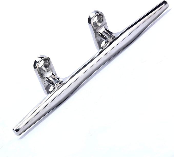 Amarine Made 4 Pack Stainless Steel Open Base Cleat-8 Inch Boat Cleats,Rope Cleat,Boat Dock Cleats - Ideal for Marine, Deck,Nautical Decor,Cabinet Pull/Towel Hook/Coat Hanger