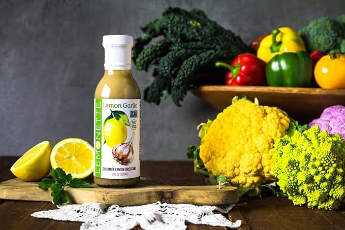 LEMONETTE Sugar Free, Low Cal, Low Fat Salad Dressing: Lemon Garlic 1 Gourmet 12oz bottle - Keto, Gluten Free, Vinegar Free, Soy Free, Dairy Free, Canola Free, Vegan Certified