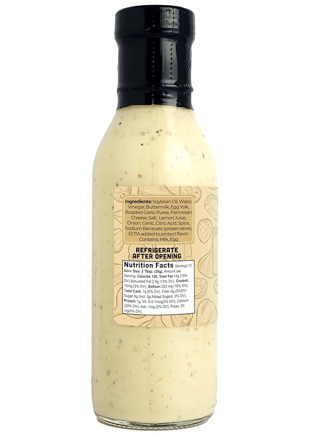 Green Jay Gourmet Creamy Garlic Salad Dressing – Rich & Savory with Bold Garlic Flavor – Handcrafted in USA – Perfect for Salads, Dips, Marinades & More – 12 Ounces