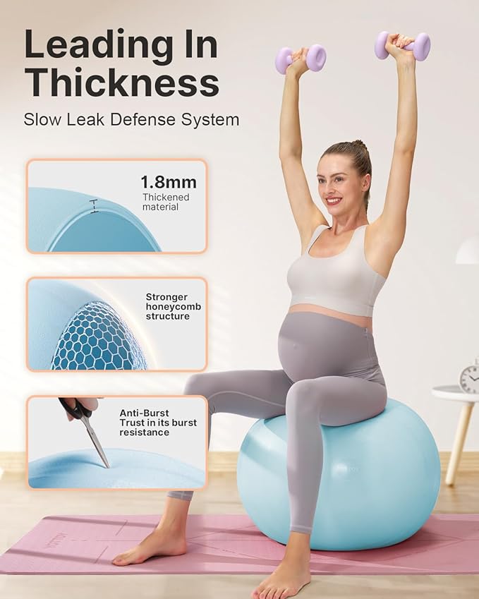 YOTTOY Pregnancy Ball - 1.8mm Thick Birthing Ball for Maternity Physio and Birth Preparation, Yoga and Exercise for Pregnancy - Includes Pump