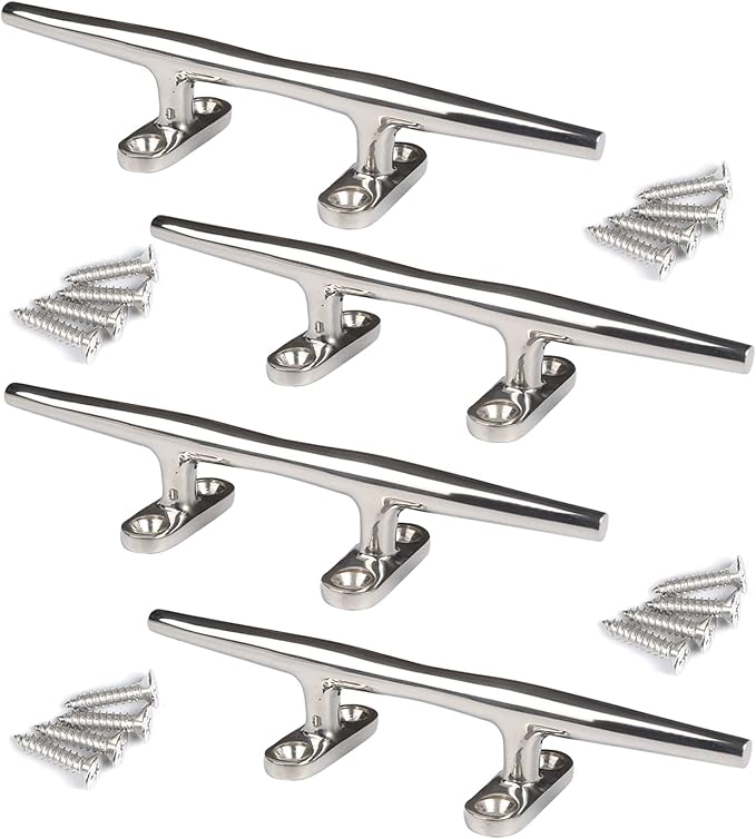 Boat Cleats 4 inch/5 inch/6 inch/8 inch Marine Dock Cleats Stainless Steel Boat Rope Cleat with Fasteners for Marine, Deck, Nautical Décor