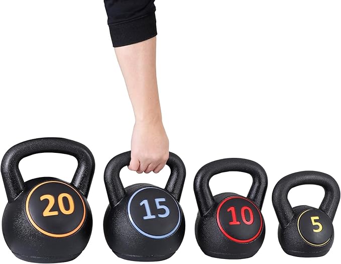 ZENY Kettlebell Sets, 4-Piece Kettlebells 5lb, 10lb, 15lb, 20 lb, Kettle Bell Weights for Dumbbel Weights Exercise, Strength Strainging Kettlebells, Home Gym, Full Body Workout Equipment