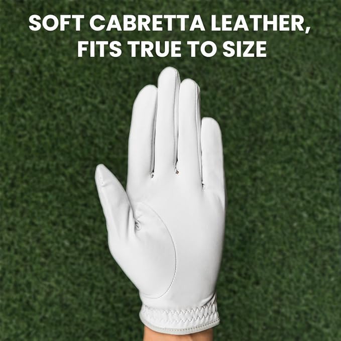 PUR3 Individual - Cabretta Leather Men's Golf Glove, Ultra Soft, with Ball Marker for Right Hand and Left Hand Golfers