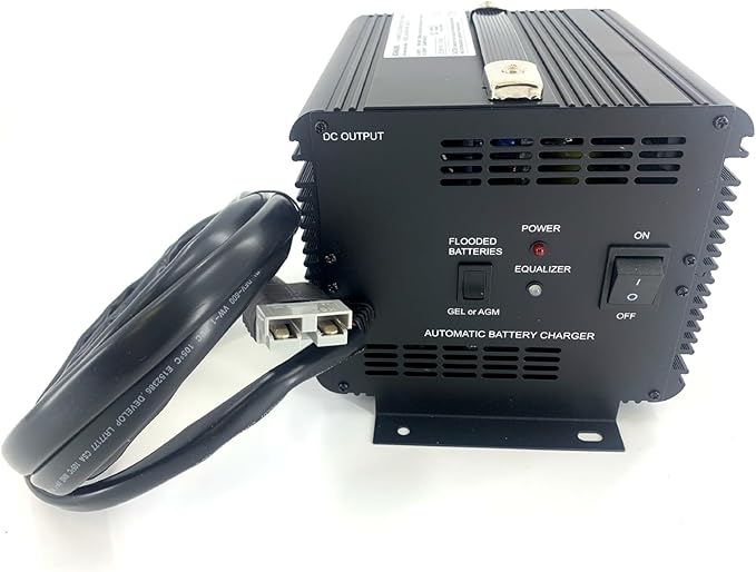 48 Volt Charger with 3-Pin Round Connector for Club Car Golf Carts Replaces PowerDrive 3 Charger 26580, 22110 Includes OBC Bypass Wire (JAC1548H-CLUB)