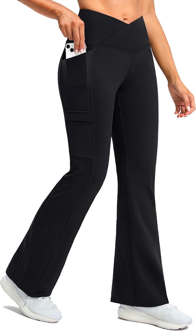 G Gradual Women's Fleece Lined Pants Water Resistant Winter Thermal Flare Leggings Hiking Snow Pants for Women 4 Pockets