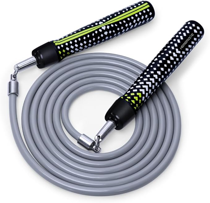 Hererope Weighted Jump Ropes for Men & Women, 1 LB Jump Rope Weighted With Ball-bearing, No-Slip Grip, Durable Steel Cable, Heavy Jump Rope Designed for Fitness, High-Intensity Strength Workouts, crossfit