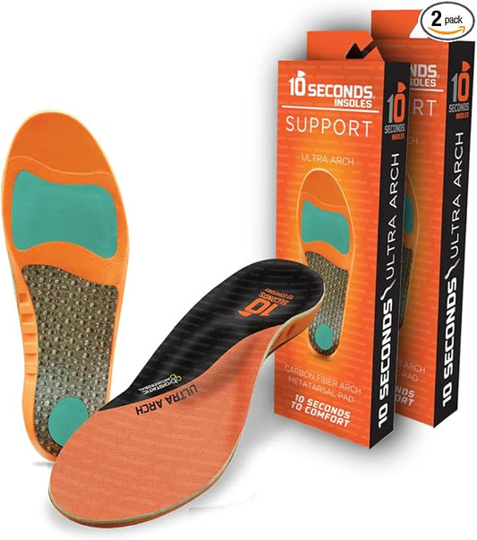 3810 Ultra Arch Support – Foam Cushion Insoles for Men & Women w/Metatarsal Pad, Plantar Fasciitis Relief, Morton's Neuroma Metatarsalgia Orthotics, Heavy Impact Shoe Insert (M 5, W 7) 2-Pack