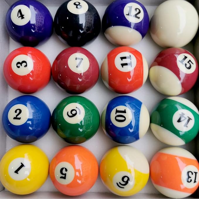 Replacement Billiards Ball, 2-1/4" Regulation Size, Object Balls with Cue Ball & Billiard #8 Ball, Standard Billiards Ball Accessories
