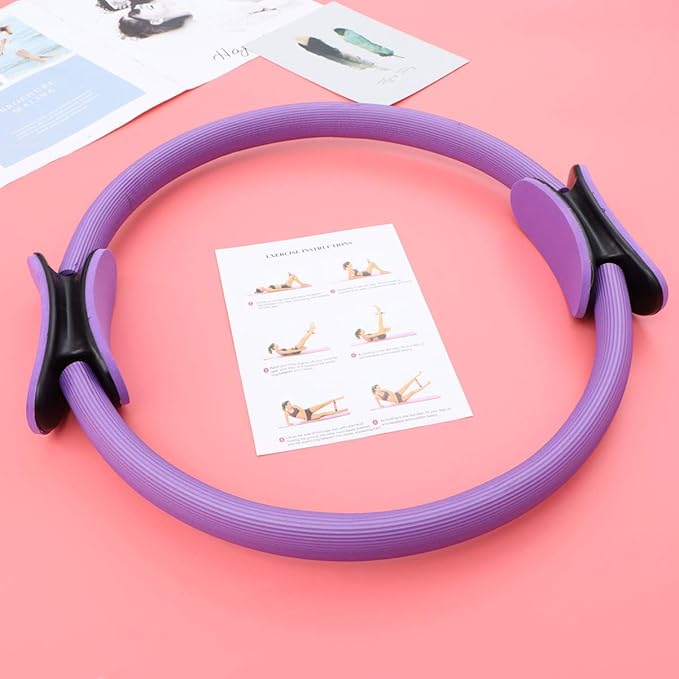 BESPORTBLE Household Appliances Pilates Ring Portable Fitness Circle Body Ring Yoga Ring Equipment for Pilates Yoga Fitness Workout 42x38cm (Purple) Purple Rings