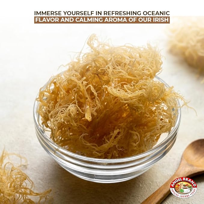 Angel Brand Irish Sea Moss 4 oz Pouch - Nutrient Rich Sea Vegetable Harvested from Pristine Ocean Waters - Enhance Wellness Journey with Irish Sea Moss Raw - Perfect for Smoothies & Soups
