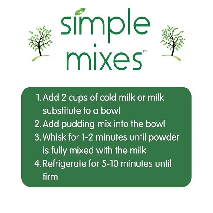 Simple Mixes Natural Instant Pudding & Pie Filling Mix, Healthy Snack, Vanilla, Gluten and Dye Free, No Fat, or Lactose, Kosher, 3 Pack