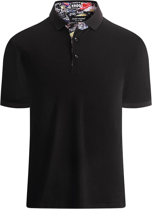 Alex Vando Mens Polo Shirts Short Sleeve Regular Fit Fashion Designed Shirt