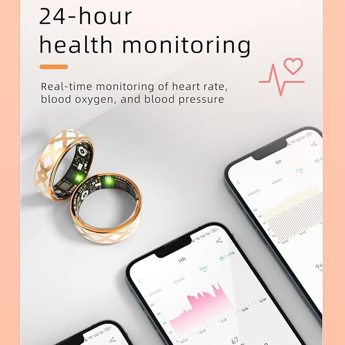 Smart Ring Health Tracker for Women Men, Fitness/Sleep/Stress/HR Tracker, Fitness Tracker with Steps, Distance & Calorie Count, iOS & Android Compatible, IP68 Waterproof (11#)
