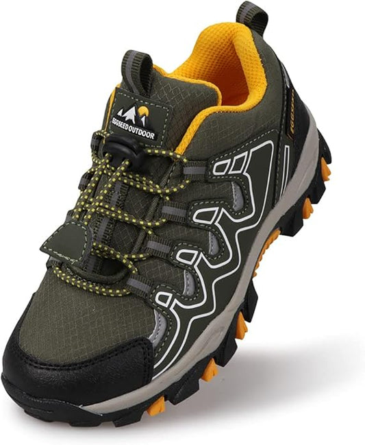 Boys Girls Hiking Trail Shoes Waterproof Slip Resistant Outdoor Trekking Walking Running Sneakers(Little/Big Kids)