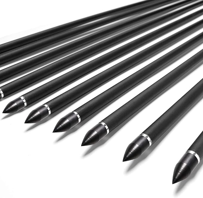 31Inch Carbon Arrow, Practice Hunting Arrows, Camo Turkey Feather Fletching, Arrows for Compound & Recurve Bow with Removable Tips Adjustable Nocks