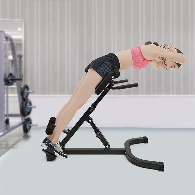 Roman Chair Back Extension Machine, Adjustable Hyperextension & Sit up Bench - Foldable Multi-functional Ab/Glute/Core Workout Equipment for Home Gym, 330 Lbs Weight Capacity