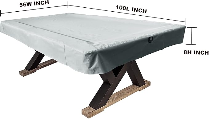 7/8/9FT Heavy Duty 600D Polyester Canvas Billiard Pool Table Cover(7 Colors Available) (Gray, 8-Foot)