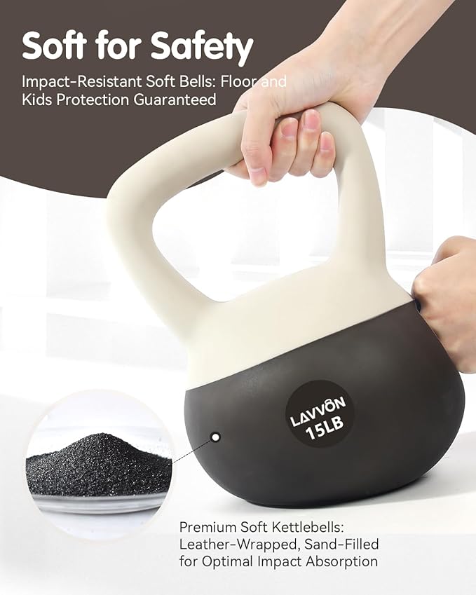 Soft Kettlebell - Cushioned Impact-Resistant Base and Anti-Slip, Kettle bell Anti-Slip Grip Weight for Home Workouts, Safe Strength Training Kettlebells Sets for Women & Men, With Non-slip Gloves