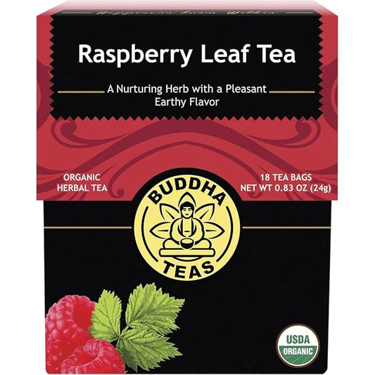 Buddha Teas - Organic Raspberry Leaf Tea - Herbal Tea - For Health & Wellbeing - With Vitamins, Antioxidants & Calcium - Clean Ingredients - Caffeine Free - OU Kosher - 18 Tea Bags (Pack of 1)