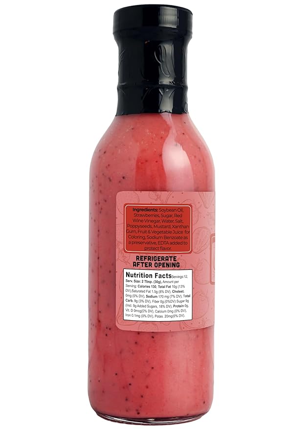 Green Jay Gourmet Strawberry Poppyseed Salad Dressing – Sweet & Fruity with a Hint of Tang – Handcrafted in USA – Great for Salads, Glazes & Marinades – 12 Ounces