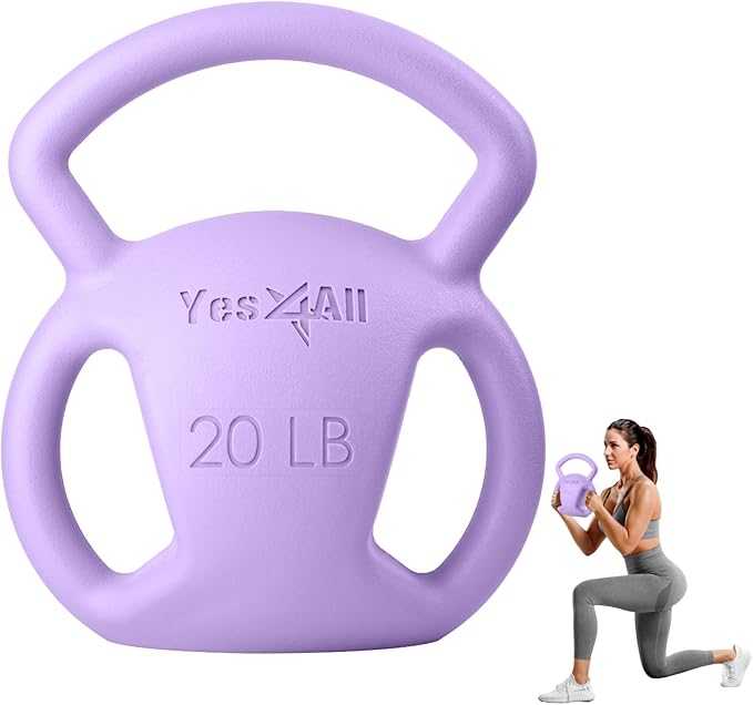 Yes4All Kettlebell 10&15lb Weight with Wide Multigrip Handle for Dumbbell Weights Exercises, Full Body Workout Equipment