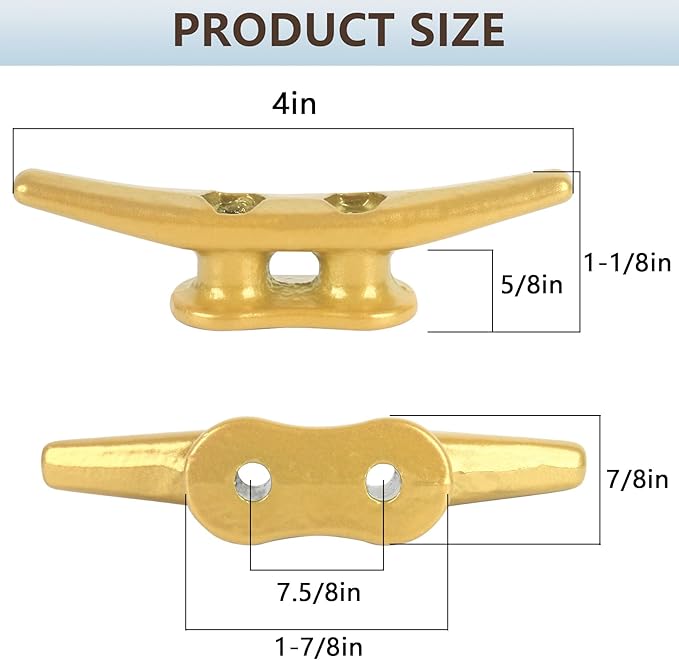 4 inch Dock Cleats 4/6/8/12/16/20/24 Pack,Boat Dock Cleats Rope Cleat Marine Cleats Iron Boat Cleats with Hardware ldeal for Deck,Nautical Decor,Cleats for Boat Dock,Boat Tie Down Cleats