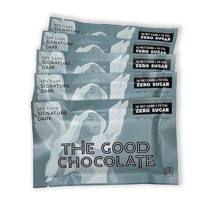 THE GOOD CHOCOLATE - Mini Signature Dark Chocolate Bars with Zero Sugar & Lower Net Carb - Keto Chocolate Bar Offers Lower Calorie Chocolate Candy - All Natural Non-GMO (Pack of 10)