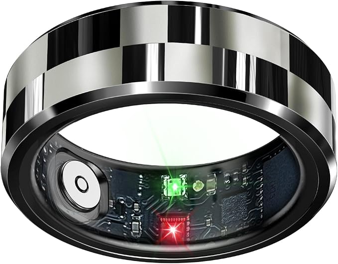 Smart Ring Health Tracker, Sleep Tracker Ring with Heart Rate, Waterproof Fitness Ring for Activity Monitoring/Steps/Distance/Calories,Air Gestures,Up to 7Day Battery,for iOS Android(Stylish Black#11)