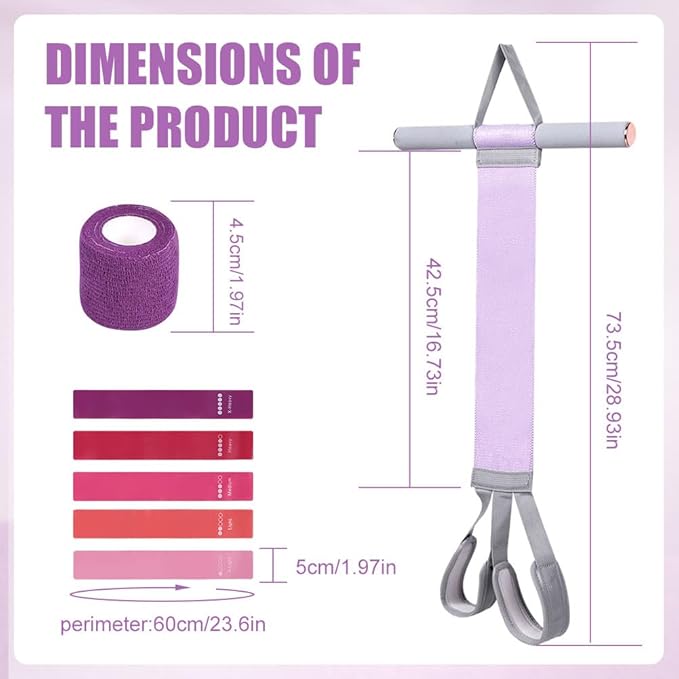 Fabric Resistance Band with Handles – Non-Slip Pedal Puller for Sit Ups & Full Body Strength Training, Portable Stretch Bands for Leg, Arm & Core, Workout Equipment for Women