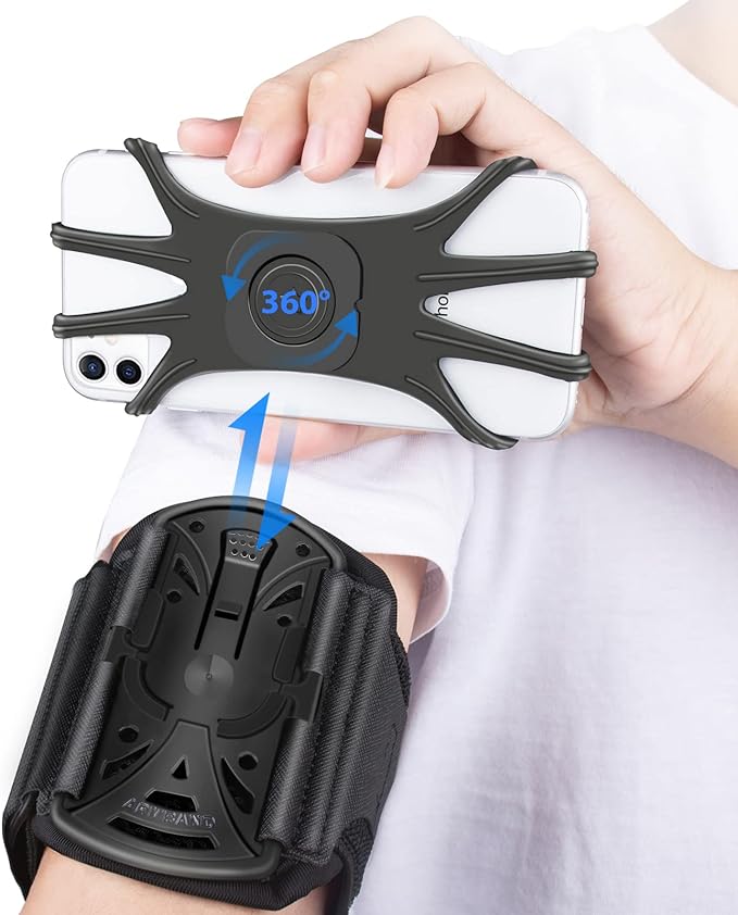 Running Phone Holder Armband for Phone, Detachable & 360°Rotated Sports Armband with Key Pocket for iPhone 16/15/14/13 Pro/12 Pro/XS/XR/8/7/6s Plus, for Samsung Galaxy 4''-6.5'' Cellphone