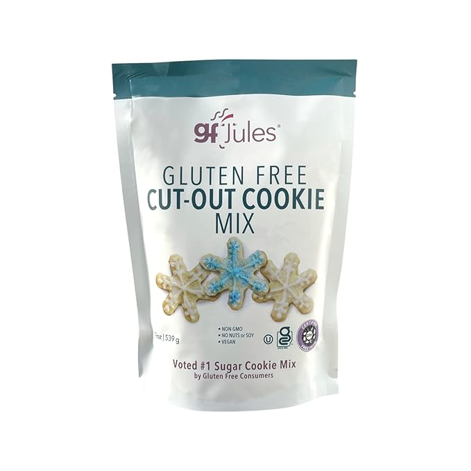 gfJules Certified Gluten Free Cut Out Cookie Baking Mix | Tollhouse Style | Bars or Cookies | No Grit, Non-GMO, Vegan | Certified Top 9 Allergen-Free & Kosher | Make 36 Sugar Cookies | 19 Ounces
