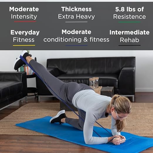 THERABAND Resistance Band Set, Professional Elastic Bands for Upper & Lower Body & Core Exercise, Physical Therapy, Lower Pilates, At-Home Workouts, and Rehab, 5 Foot, Blue & Black, Advanced