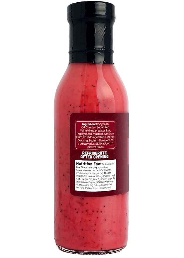 Green Jay Gourmet Cherry Poppyseed Salad Dressing – Sweet & Tangy with Real Cherries – Handcrafted in USA – Perfect for Salads, Marinades & Glazes – 2 x 12 Ounces