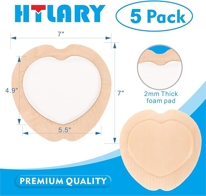 5 Pack Silicone Adhesive Sacral Foam Dressing 7x7 Inches Waterproof Breathable Wound Pads for Bed Sores Pressure Ulcer Care Absorbent Skin Friendly Medical Bandages