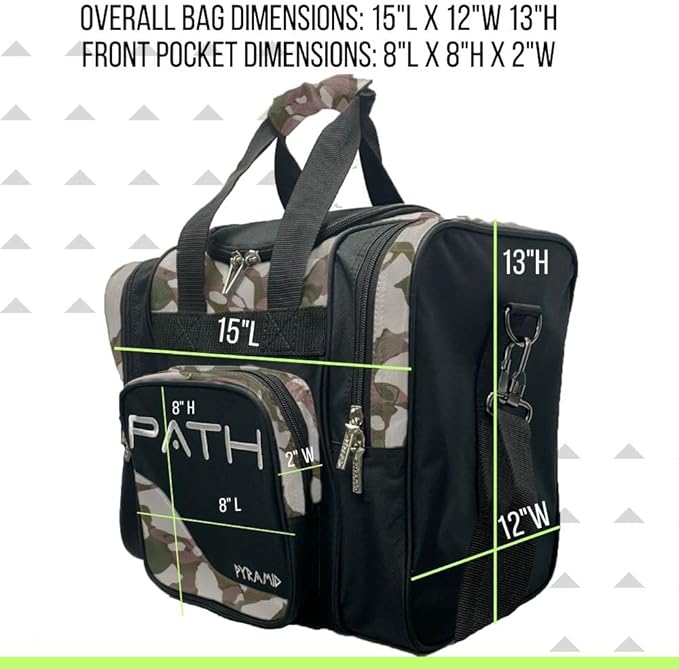 Pyramid Path Pro Deluxe Single Bowling Ball Tote - Holds One Ball, One Pair Shoes Up to Mens 15