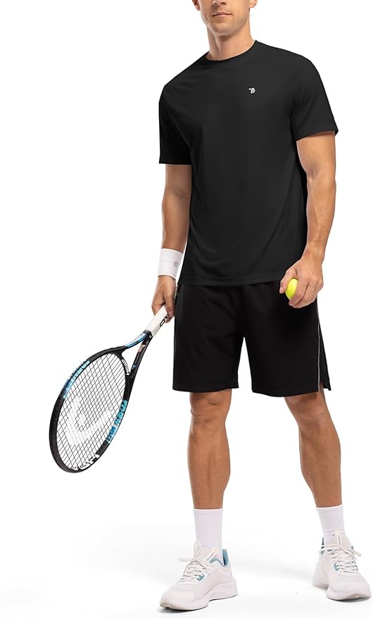 BGOWATU Men's Quick Dry Workout Athletic Shirts Lightweight Tennis Shirts for Men Running Gym Tops