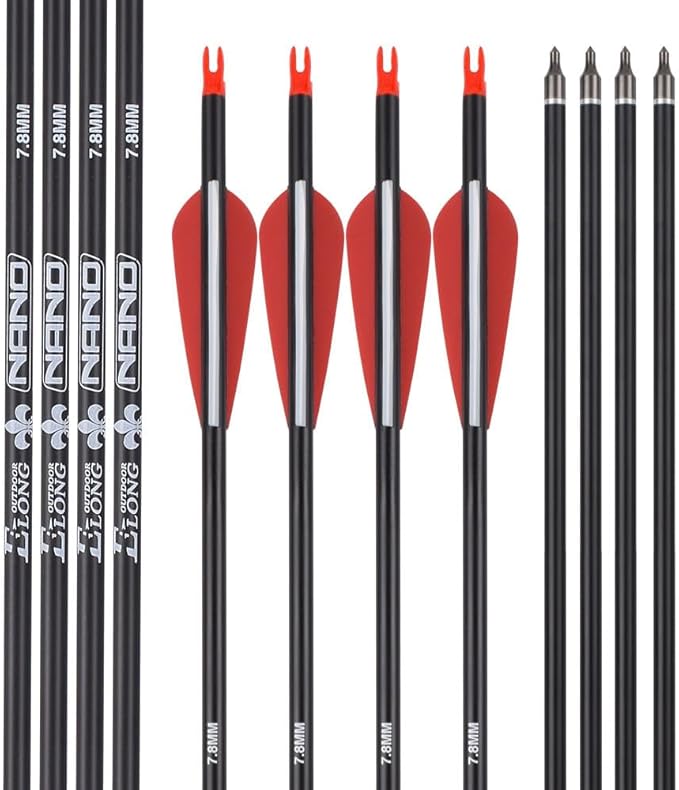 Carbon Arrow Hunting Arrows with 100 Grain Removable Tips for Archery Compound & Recurve & Traditional Bow Practice Shooting (Pack of 12)