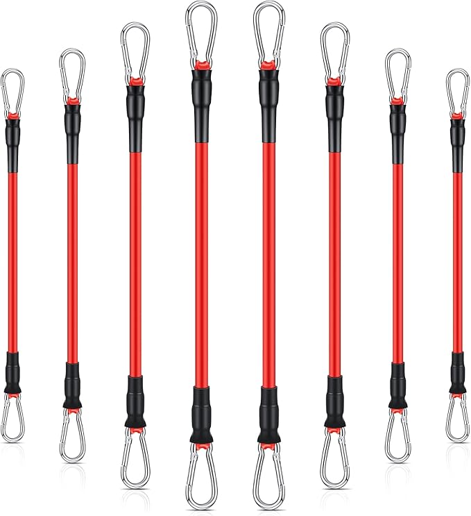 Liliful 8 pcs Resistance Bands for Working Out Additional Exercise Bands for Replacement Workout Equipment Elastic Stretch Legs Ankle Straps for Men Women Strength Training Fitness Gym Home, Red